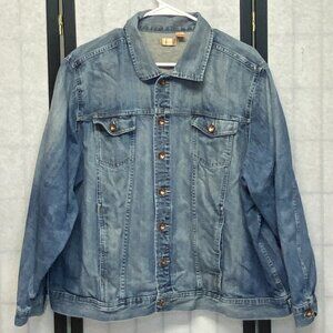 NorthCrest Vintage 2X Denim Jean Bomber Jacket Medium Wash Waistband Long Sleeve